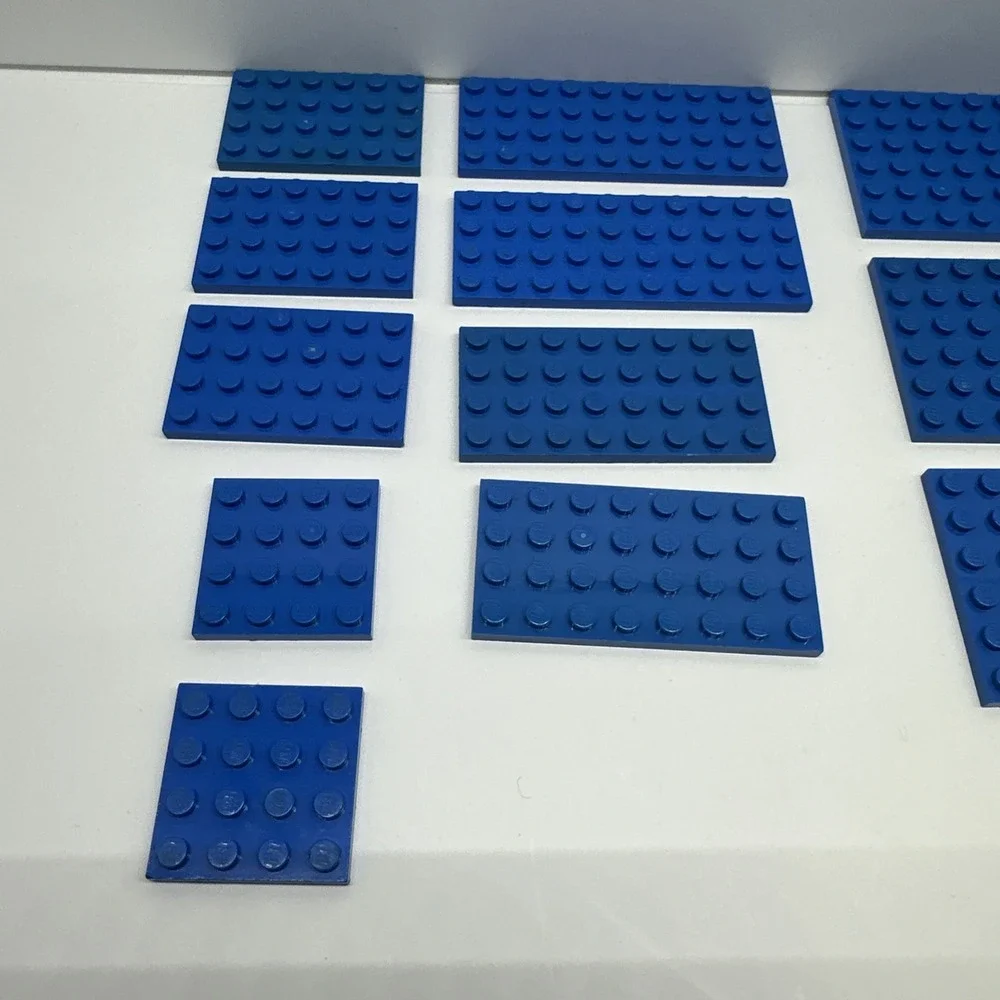 Lego Parts -‎ Plates - 4x4, 4x6, 4x8, 4x10 & 6x8 Blue Lot Of 15